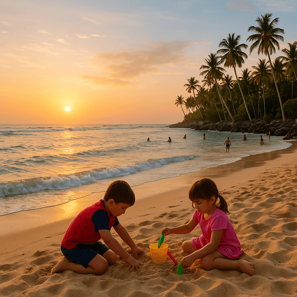 Children playing on a Family-Friendly Beaches in Sri Lanka