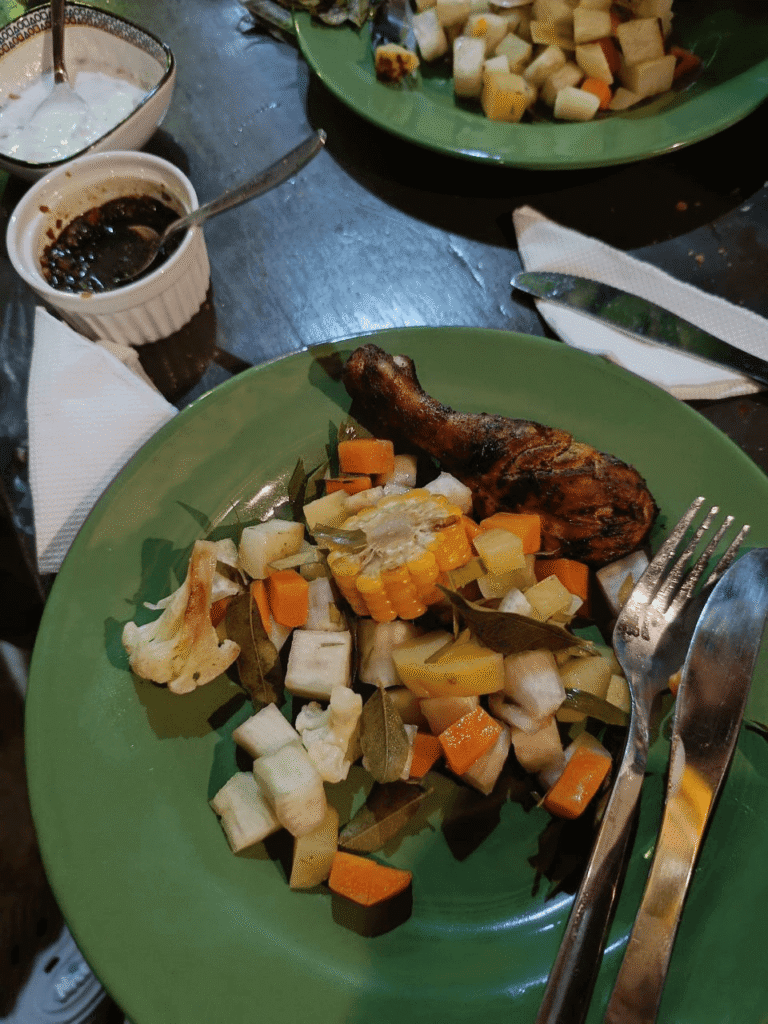 Delicious grilled chicken leg with roasted vegetables at Fat Burn Grill & Salads, Talalla — the perfect choice for food lovers