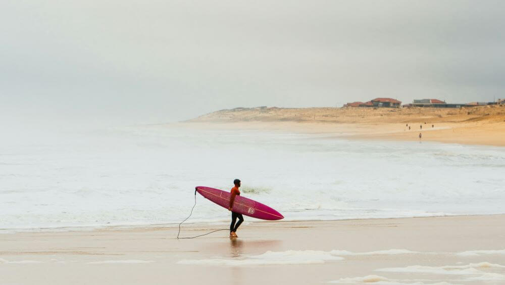 Gun surfboard designed for big wave surfing — long, narrow nose, extra strong for 15+ ft waves