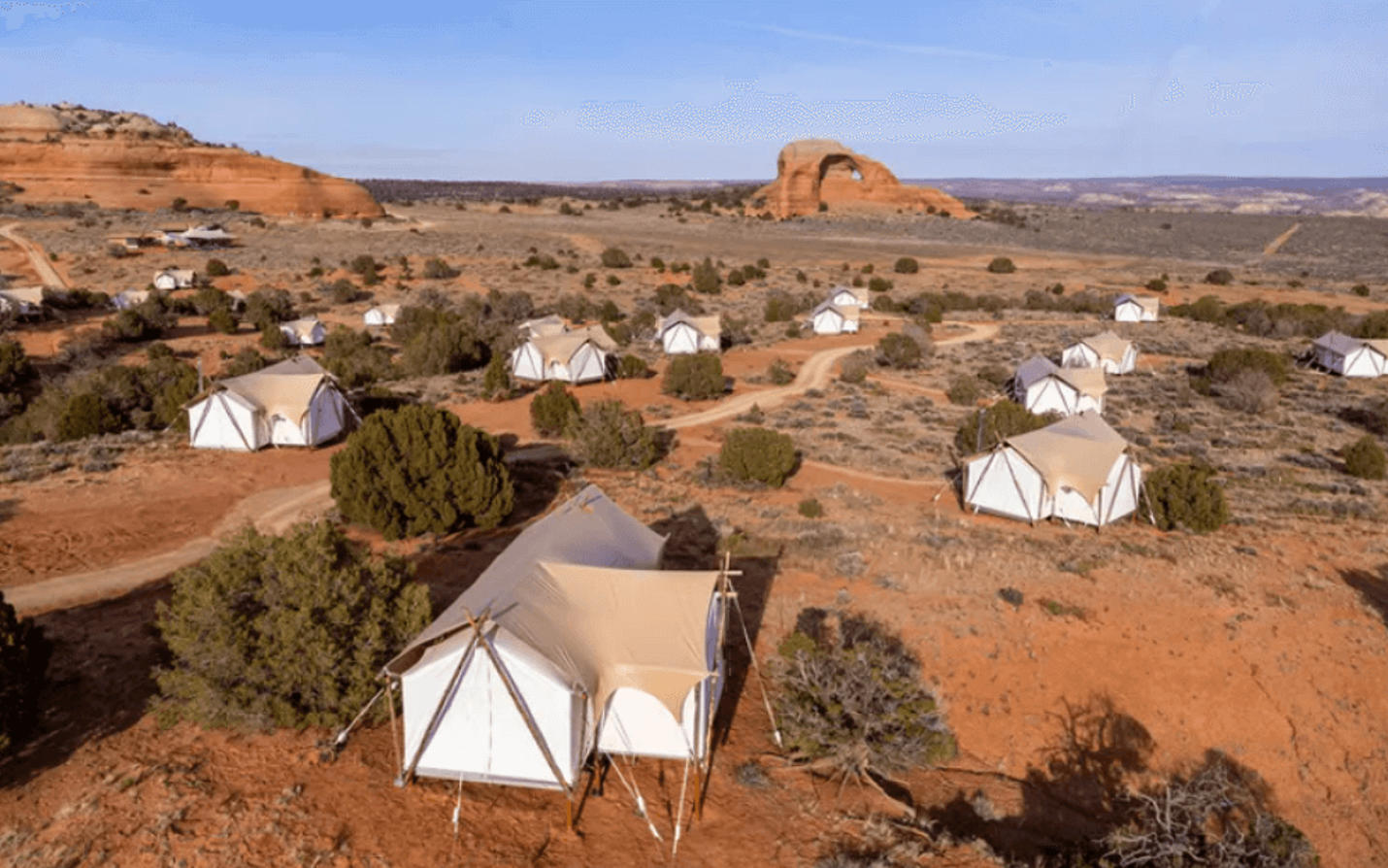 Solar-powered glamping tent in Moab Utah — eco-friendly lodging near national parks