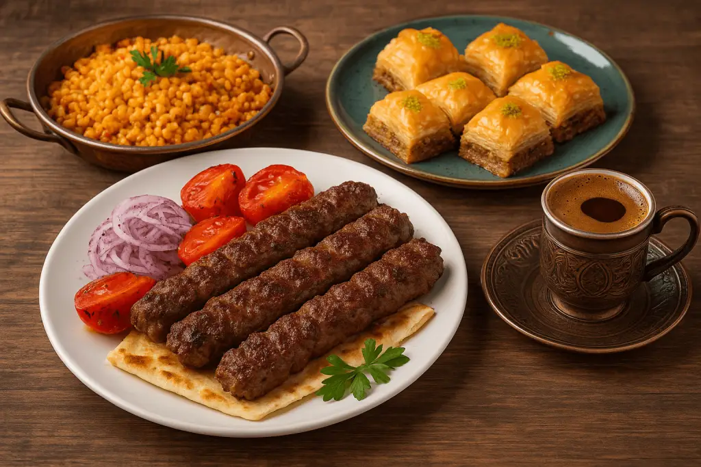Traditional Turkish food – kebabs, baklava, Turkish coffee – must-try dishes in Turkey travel guide